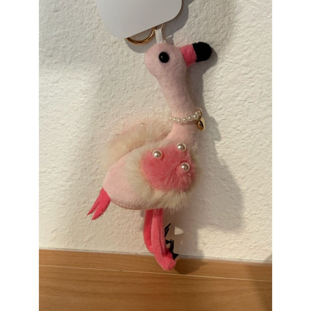 Natasha Pink Flamingo Plush Bag Charm Accessory NWT